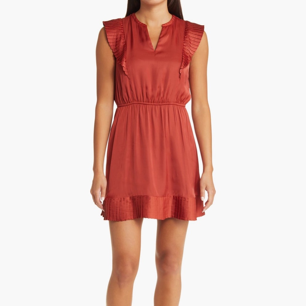 Steve Madden Verona Pleated Cap Sleeve Mini Dress
